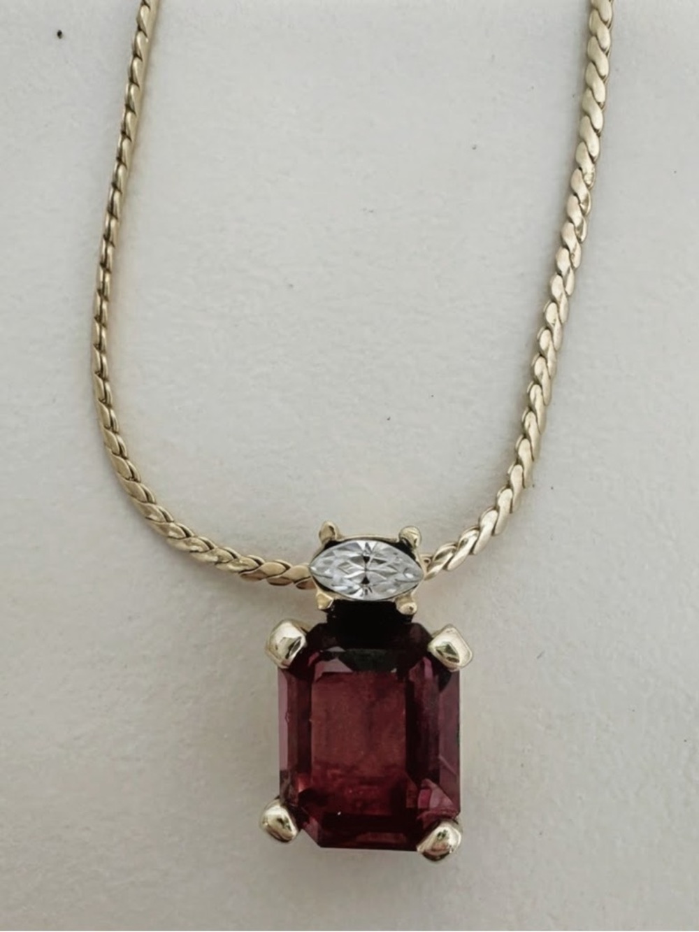 Dior Christian Dior Purple Amethyst Stone Pendant  Gold Tone Necklace